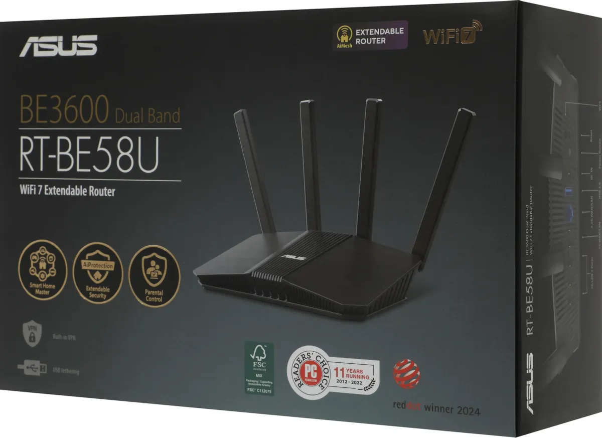 Wi-Fi роутер ASUS RT-BE58U, черный Фото 10