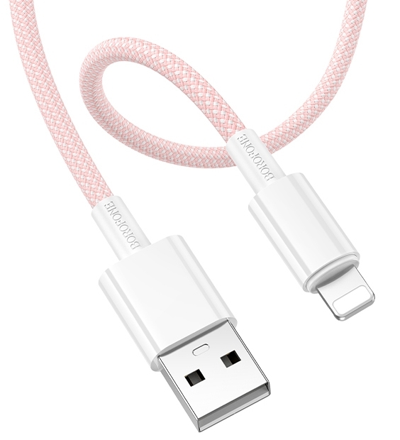 Кабель Borofone USB - Lightning 1m 2.4А BX117, розовый Фото 1