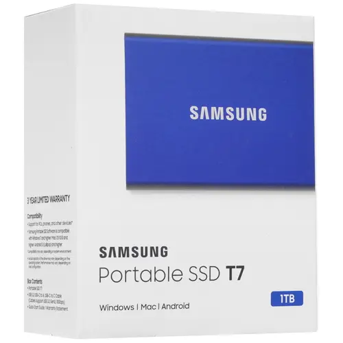 Внешний SSD диск Samsung T7 1ТБ, синий (MU-PC1T0H) Фото 3
