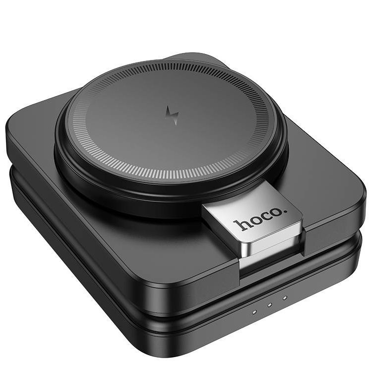 Зарядная станция Hoco CQ11 3в1 Folding magnetic wireless fast charger, черный Фото 2