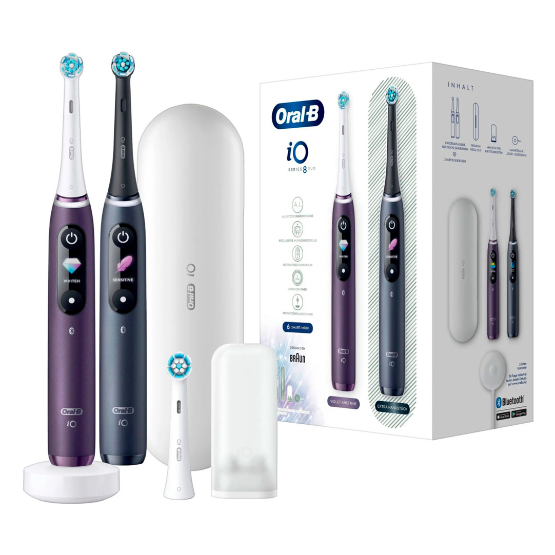 Электрическая зубная щетка Oral-B iO Series 8 Duo, фиолетовая + черная Фото 0