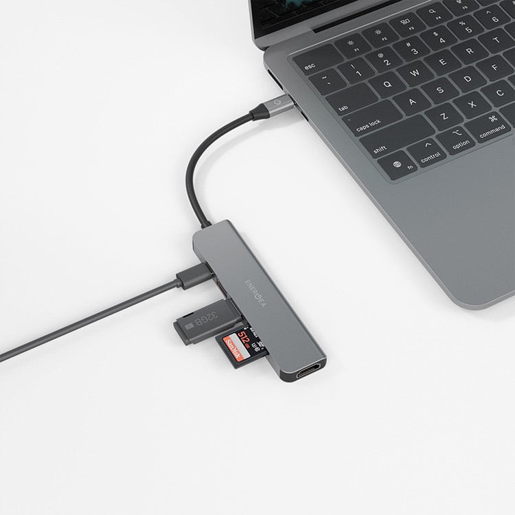 Адаптер EnergEA AluHUB HD3 6-in-1 USB-C 60W, серый Фото 3