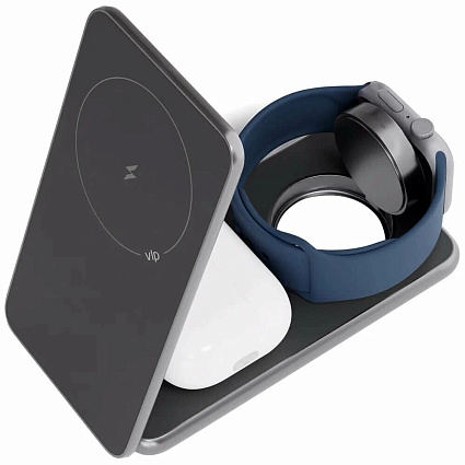 Беспроводное зарядное устройство VLP Alum Power 3 in 1, темно-серый Фото 2