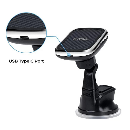 Автодержатель с беспроводной зарядкой Pitaka MagEZ Mount Qi Suction Cup, черный Фото 9
