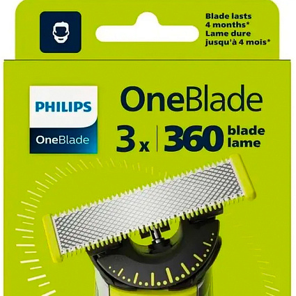 Сменное лезвие Philips OneBlade 360 QP430/50, 3 штуки, черный Фото 1