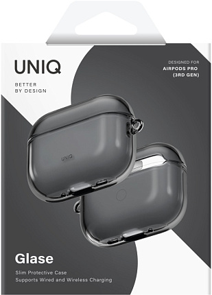 Чехол Uniq Glase Glossy для AirPods Pro 3, серый (AIRPODSPRO3-GLSGSMK) Фото 6