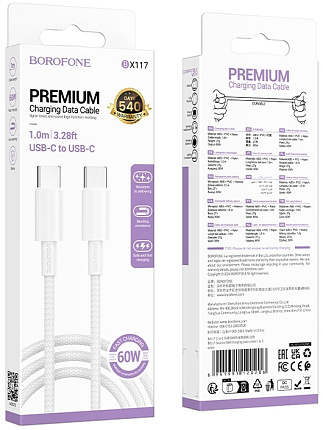 Кабель Borofone USB-C - USB-C 1m 60W BX117 Фото 3