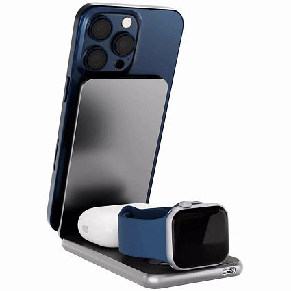 Беспроводное зарядное устройство VLP Alum Power 3 in 1, темно-серый Фото 3