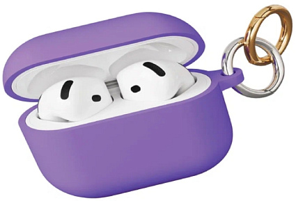 Силиконовый чехол VLP для AirPods 4 карабин, фиолетовый (Lavender) Фото 1