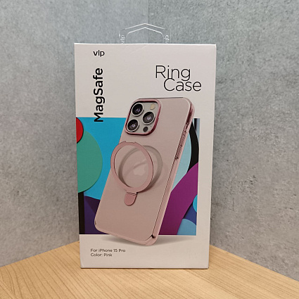 Чехол vlp Ring Case с MagSafe подставкой для iPhone 15 Pro, розовый Фото 2