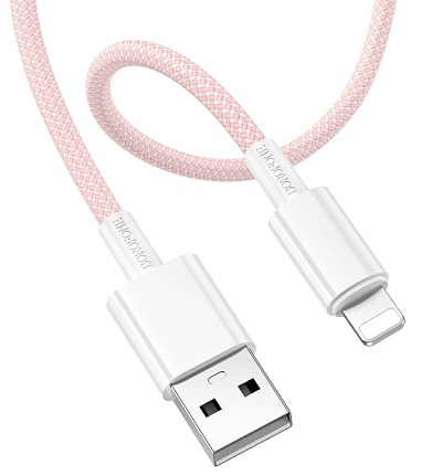Кабель Borofone USB - Lightning 1m 2.4А BX117, розовый Фото 2
