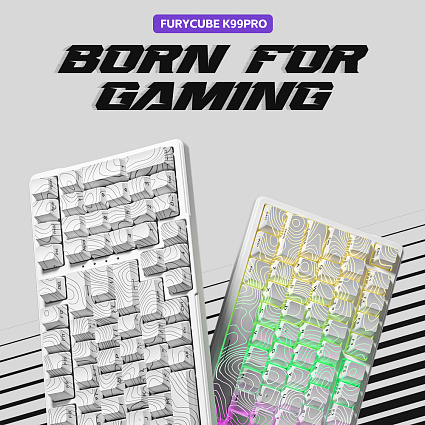Беспроводная клавиатура Furycube K99 PRO ENG, Platinum Switch, белый Фото 13