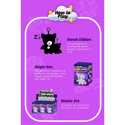 Коллекционная фигурка Grumpipi Sleepless Blind Box, Plush + Mini Keychain (Sleepless Series) Фото 5