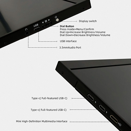 Портативный монитор Reletech M16lite, черный Фото 5