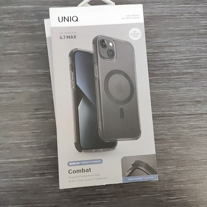 Чехол Uniq для iPhone 14 Plus Combat AF Charcoal (MagSafe), черный Фото 2