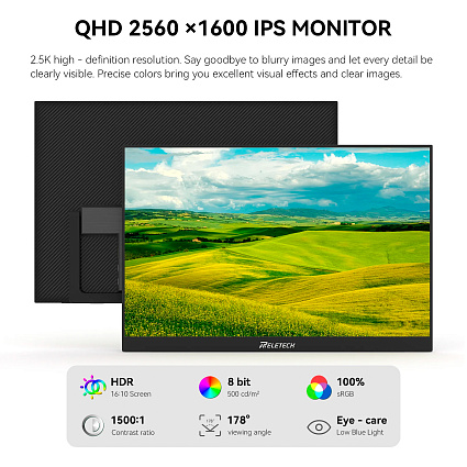Портативный монитор Reletech M16Pro, черный Фото 7