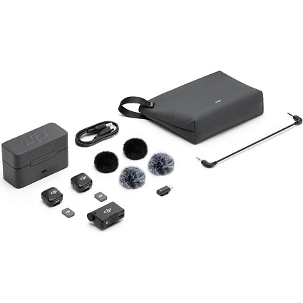 Комплект микрофонов DJI Mic mini (2 TX + 1 RX + зарядный кейс), черный Фото 8