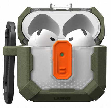 Чехол с карабином UAG Plasma Case для AirPods 4, оливковый (Olive Drab) Фото 3