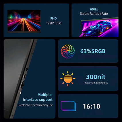 Портативный монитор Reletech M16lite, черный Фото 2