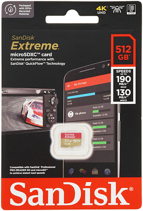 Карта памяти SanDisk Extreme microSDXC 512Гб, (SDSQXAV-512G-GN6MN) Фото 1