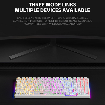 Беспроводная клавиатура Furycube K99 PRO ENG, Platinum Switch, белый Фото 5