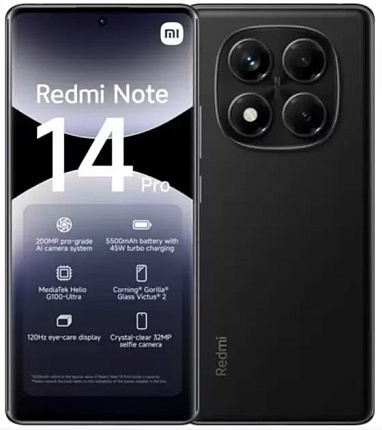 Смартфон Xiaomi Redmi Note 14 Pro 8/256 Гб, черный Фото 1