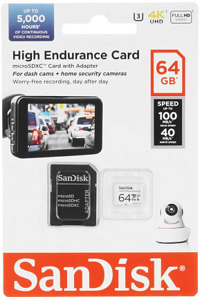 Карта памяти SanDisk High Endurance microSDXC 64 ГБ, (SDSQQNR-064G-GN6IA) Фото 1
