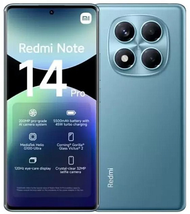 Смартфон Xiaomi Redmi Note 14 Pro 12/256 Гб, голубой Фото 1