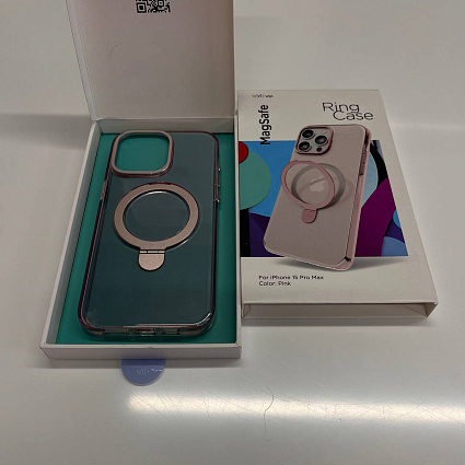 Чехол vlp Ring Case с MagSafe подставкой для iPhone 15 Pro Max, розовый Фото 3