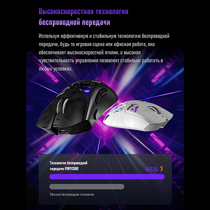 Беспроводная игровая мышь Furycube G11 ультралегкая, черный Фото 15