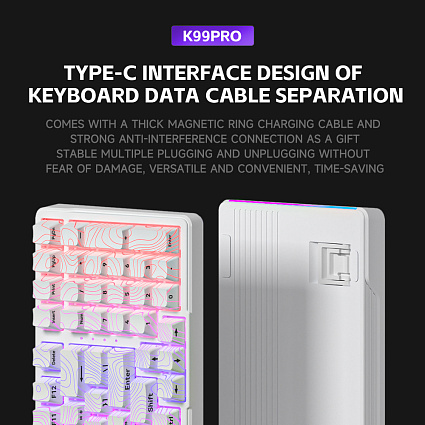 Беспроводная клавиатура Furycube K99 PRO ENG, Platinum Switch, белый Фото 7